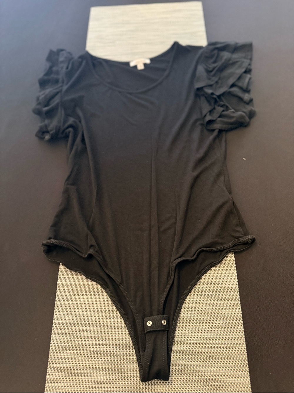 white birch Black Ruffle Sleeve One-Piece Bodysuit